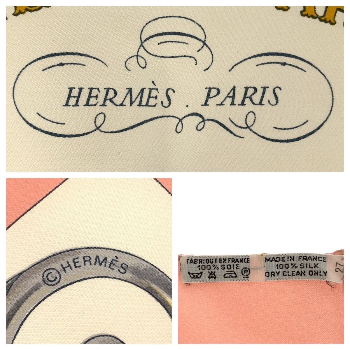 21606
HERMES エルメス カレ90 ATTELAGE EN ARBALETE ピンク マルチカラー　 シルク スカーフ レディース AB14