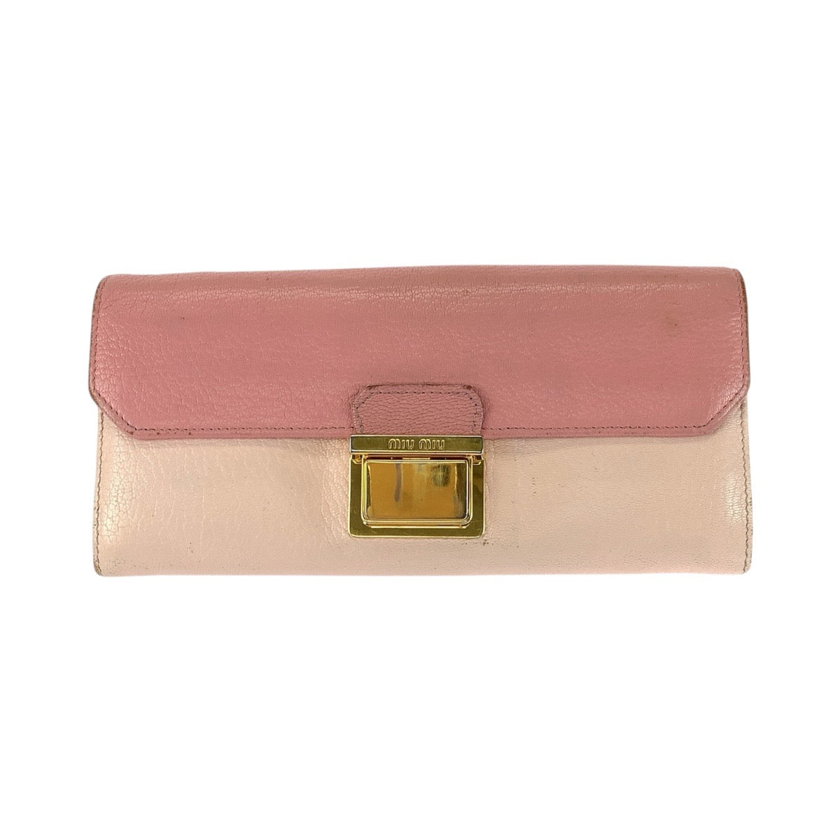 21607
MIUMIU ミュウミュウ バイカラー ピンク ゴールド金具 レザー 長財布 ロングウォレット レディース AB8