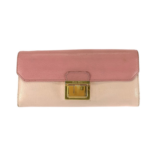 21607
MIUMIU ミュウミュウ バイカラー ピンク ゴールド金具 レザー 長財布 ロングウォレット レディース AB8