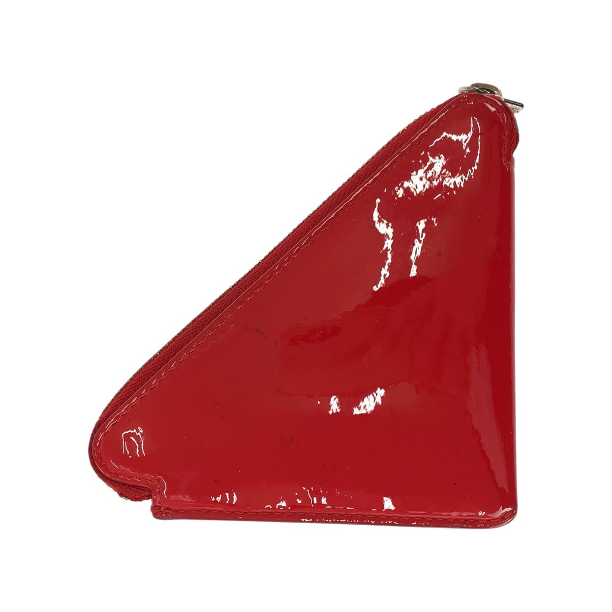 21608
BALENCIAGA バレンシアガ トライアングル レッド ホワイト シルバー金具 パテントレザー 552818 コインケース コインパース レディース AB7