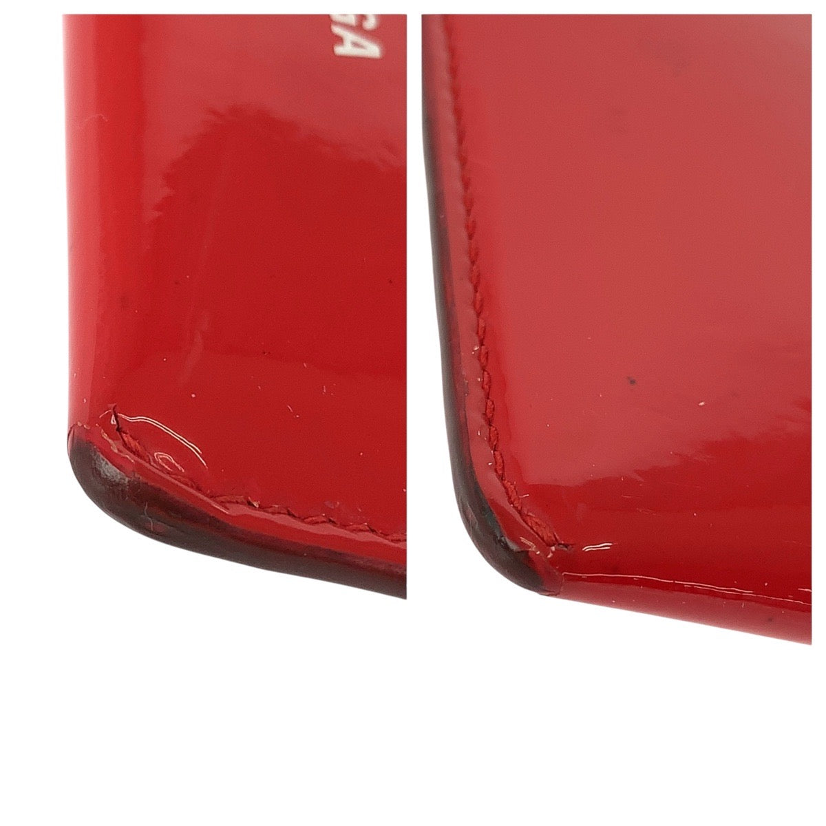 21608
BALENCIAGA バレンシアガ トライアングル レッド ホワイト シルバー金具 パテントレザー 552818 コインケース コインパース レディース AB7