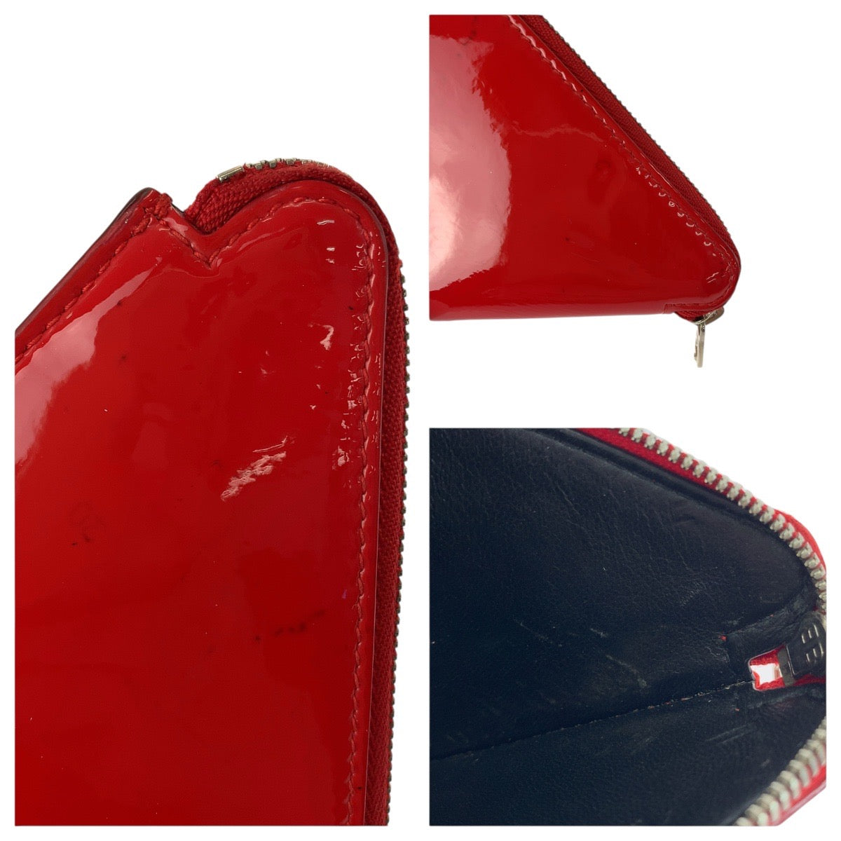 21608
BALENCIAGA バレンシアガ トライアングル レッド ホワイト シルバー金具 パテントレザー 552818 コインケース コインパース レディース AB7