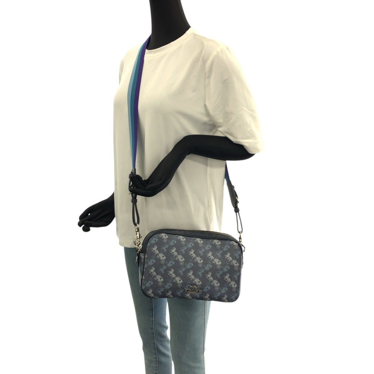 21609
COACH コーチ ホースアンドキャリッジ ブルー シルバー金具 PVC / レザー 91109 ショルダーバッグ レディース A10