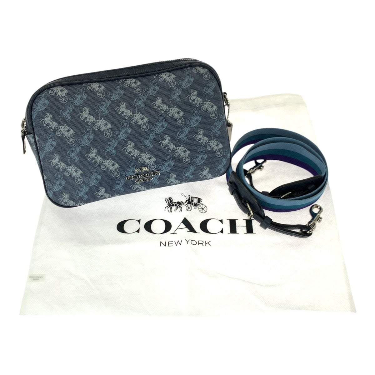 21609
COACH コーチ ホースアンドキャリッジ ブルー シルバー金具 PVC / レザー 91109 ショルダーバッグ レディース A10