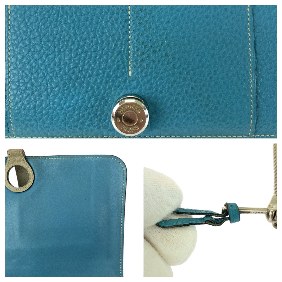 21612
HERMES エルメス ドゴン GM ブルージーン ブルー シルバー金具 トゴ 長財布 ロングウォレット □L刻印 レディース AB42