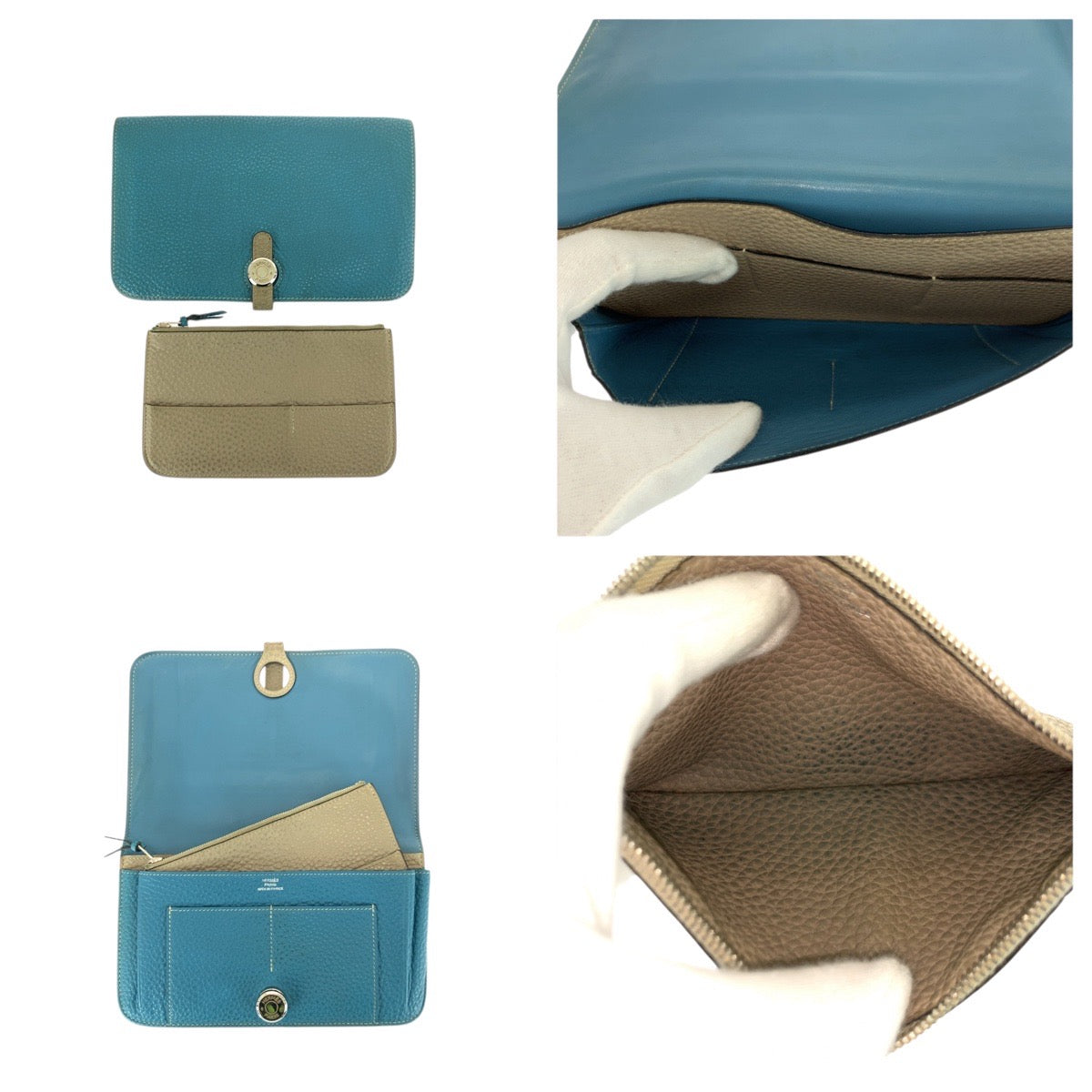 21612
HERMES エルメス ドゴン GM ブルージーン ブルー シルバー金具 トゴ 長財布 ロングウォレット □L刻印 レディース AB42