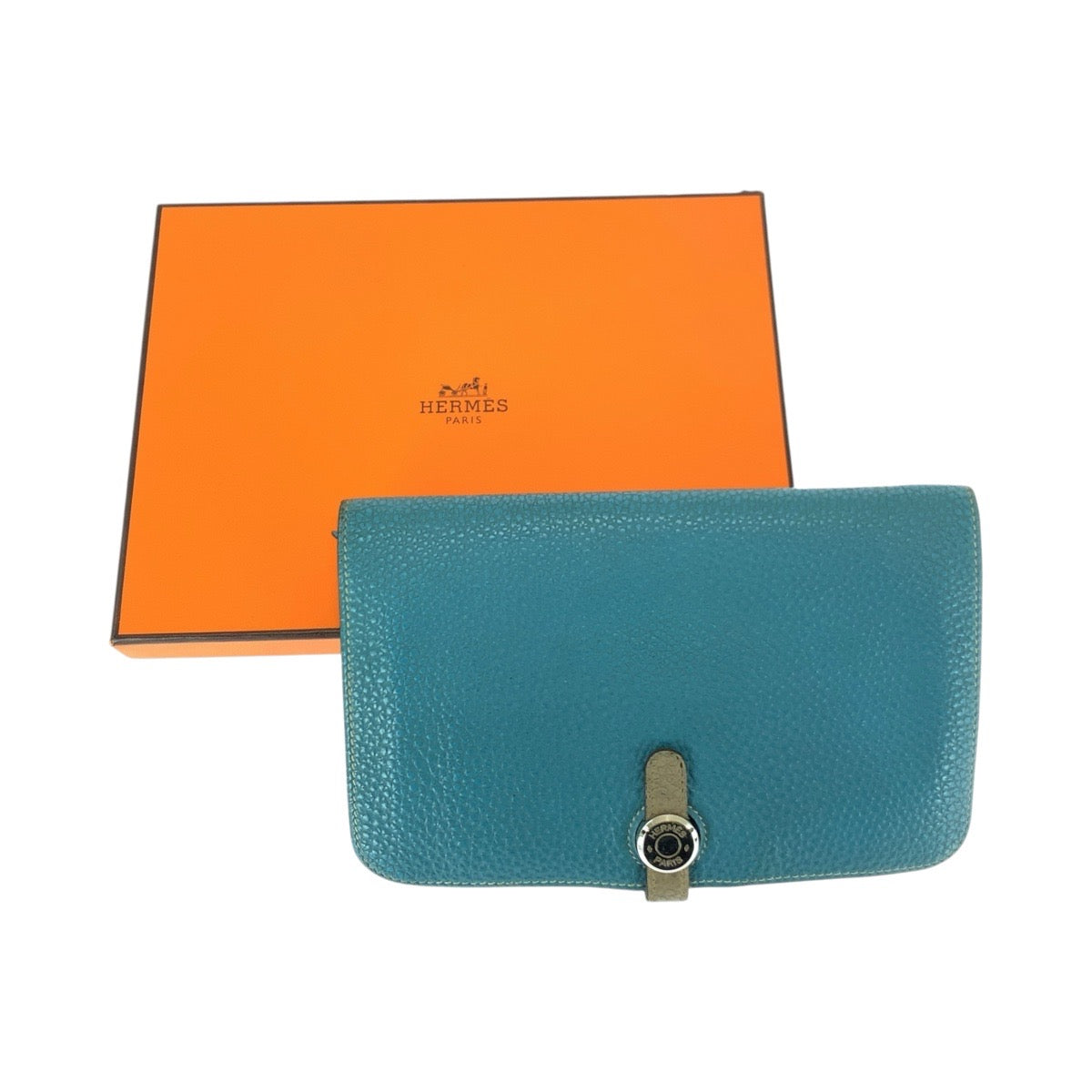 21612
HERMES エルメス ドゴン GM ブルージーン ブルー シルバー金具 トゴ 長財布 ロングウォレット □L刻印 レディース AB42