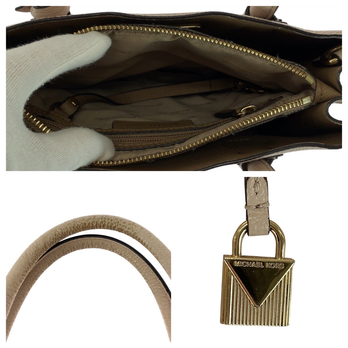 21613
Michael Kors マイケルコース マーサー ベビーピンク ベージュ ゴールド金具 レザー 30F6GM9T2L ハンドバッグ トートバッグ レディース AB4