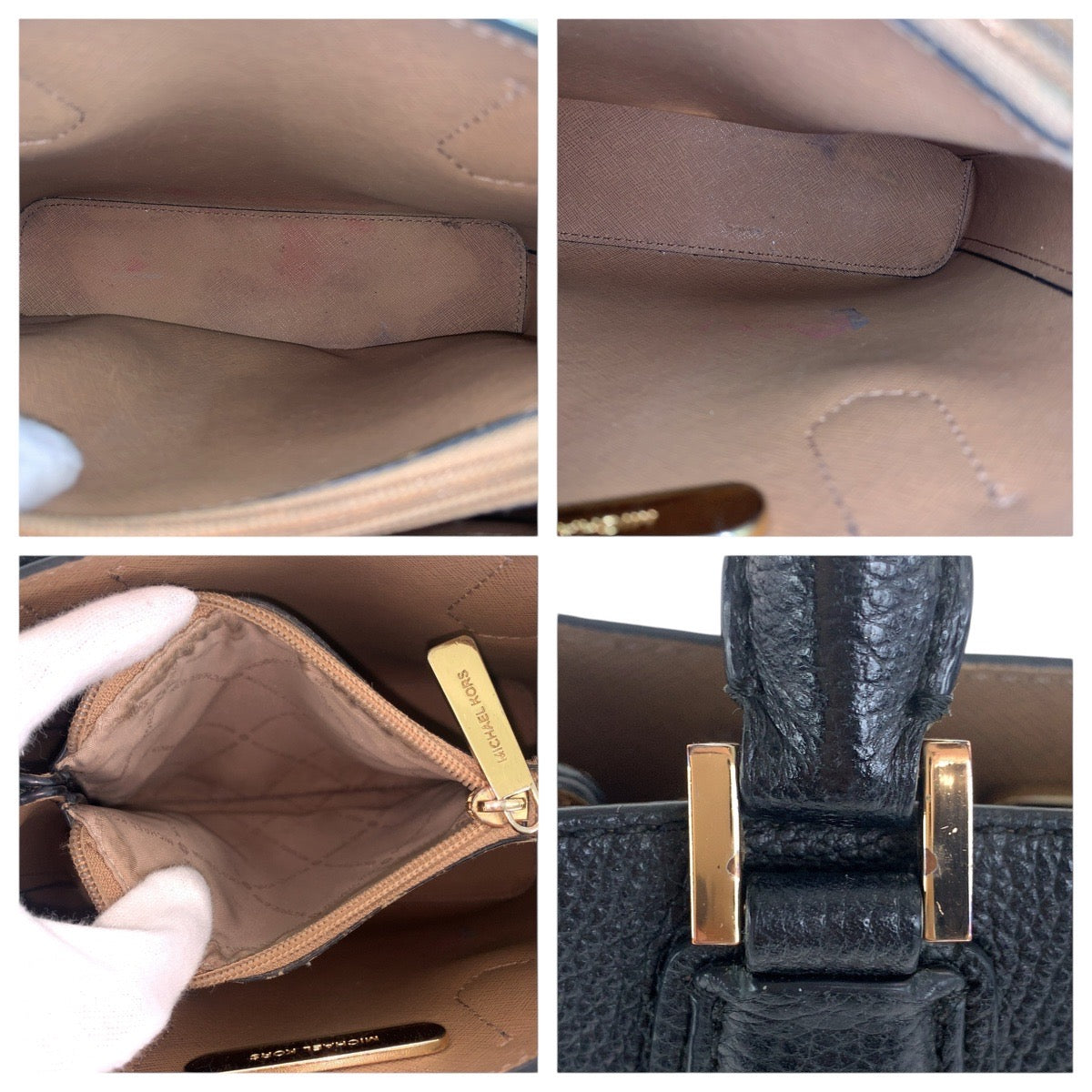 21614
Michael Kors マイケルコース ブラック 黒 ゴールド金具 レザー トートバッグ ハンドバッグ レディース ABP6
