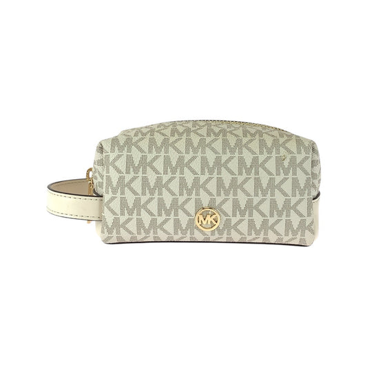21617
Michael Kors マイケルコース MKシグネチャー JET SET ベージュ アイボリー ゴールド金具 PVC 35F4GTFN1B ポーチ メイクポーチ レディース A2