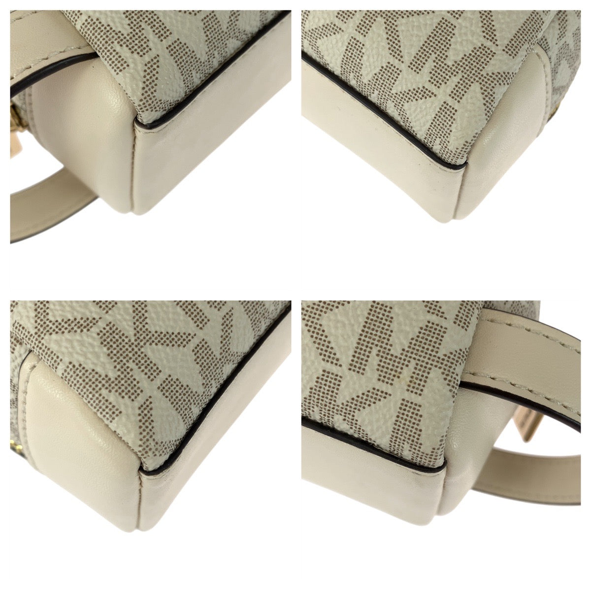 21617
Michael Kors マイケルコース MKシグネチャー JET SET ベージュ アイボリー ゴールド金具 PVC 35F4GTFN1B ポーチ メイクポーチ レディース A2