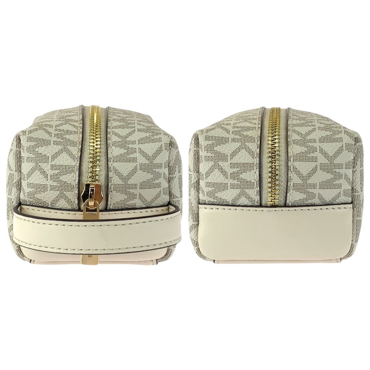 21617
Michael Kors マイケルコース MKシグネチャー JET SET ベージュ アイボリー ゴールド金具 PVC 35F4GTFN1B ポーチ メイクポーチ レディース A2