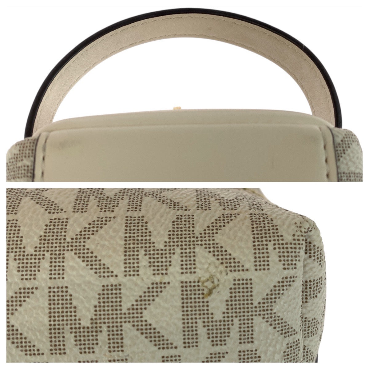 21617
Michael Kors マイケルコース MKシグネチャー JET SET ベージュ アイボリー ゴールド金具 PVC 35F4GTFN1B ポーチ メイクポーチ レディース A2