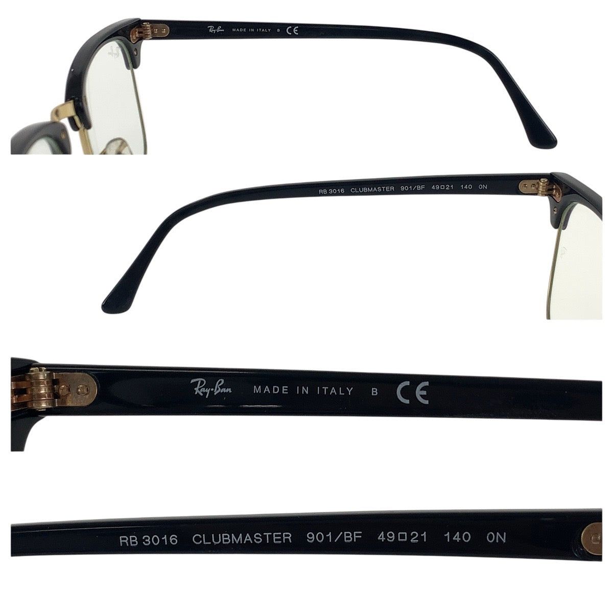 21628
Ray-Ban レイバン クラブマスター ブラック 黒 ゴールド金具 プラスチック / メタル RB3016 901/BF 49□21 140 ON サングラス 男女兼用 ウェリントン レディース A12