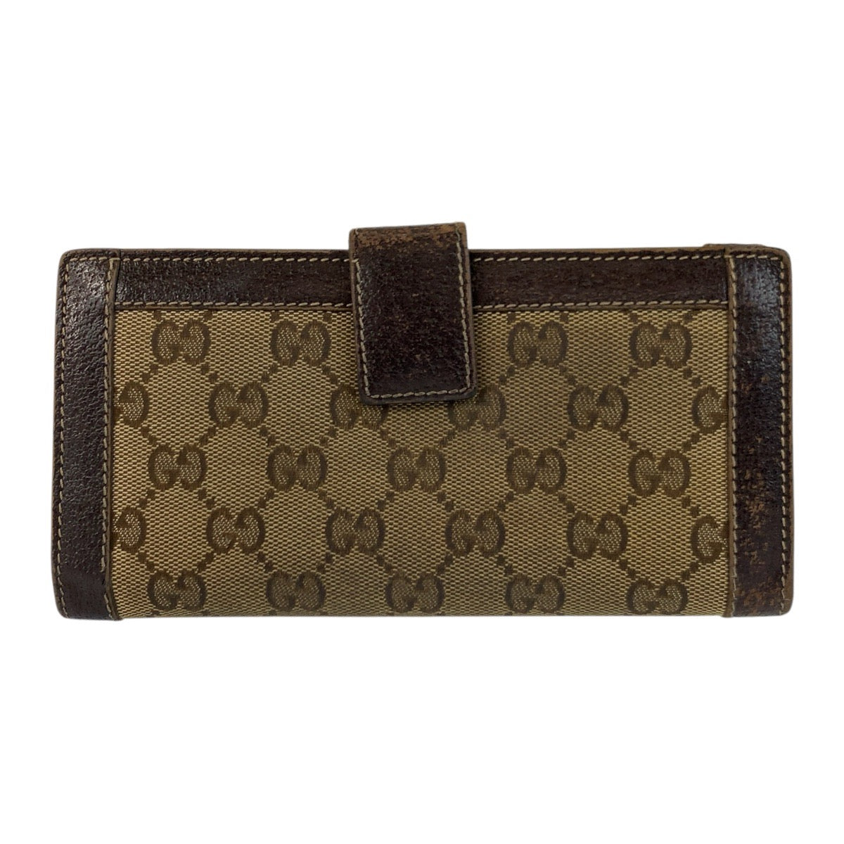 21633
GUCCI グッチ ブラウン ゴールド金具 GGキャンバス / レザー 長財布 ロングウォレット レディース B