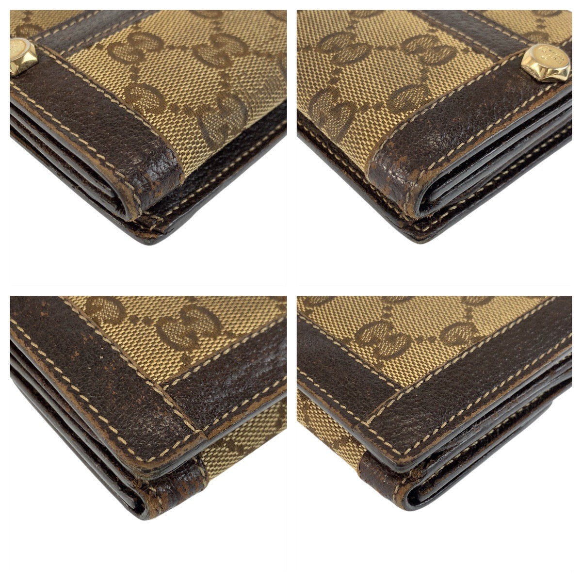 21633
GUCCI グッチ ブラウン ゴールド金具 GGキャンバス / レザー 長財布 ロングウォレット レディース B