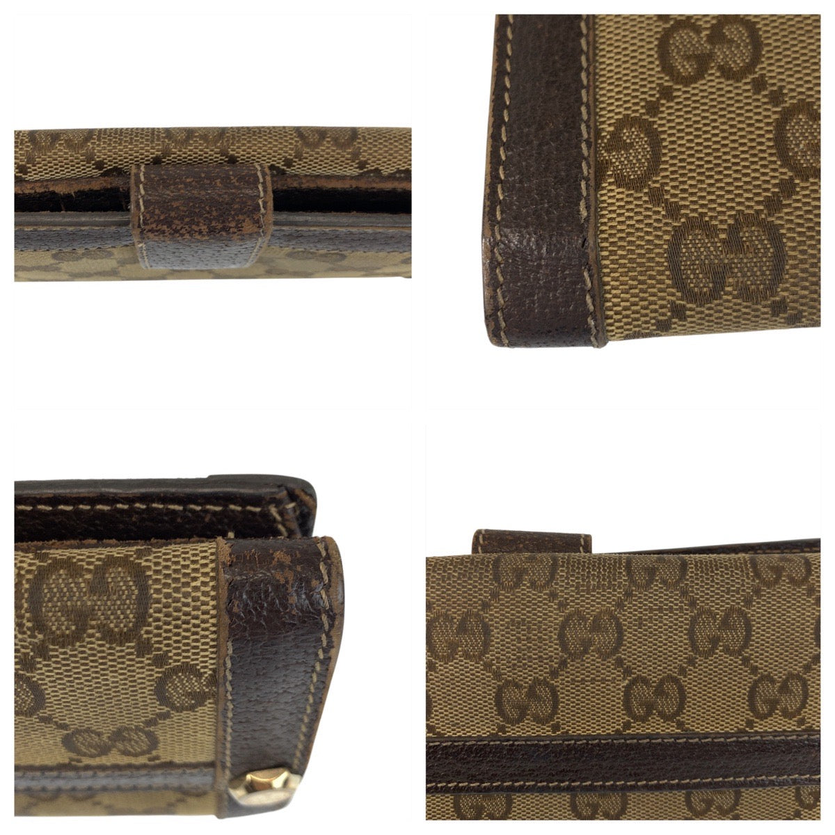 21633
GUCCI グッチ ブラウン ゴールド金具 GGキャンバス / レザー 長財布 ロングウォレット レディース B