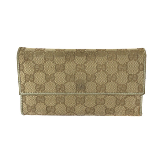 21634
GUCCI グッチ ベージュ ゴールド金具 GGキャンバス / レザー 257303 長財布 ロングウォレット レディース B