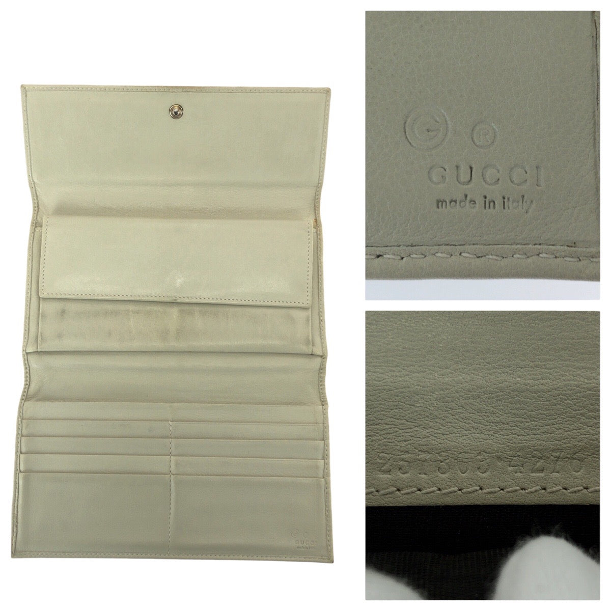 21634
GUCCI グッチ ベージュ ゴールド金具 GGキャンバス / レザー 257303 長財布 ロングウォレット レディース B