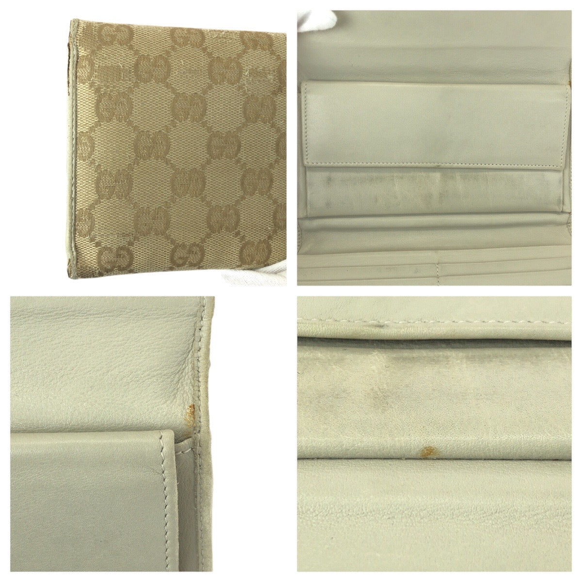 21634
GUCCI グッチ ベージュ ゴールド金具 GGキャンバス / レザー 257303 長財布 ロングウォレット レディース B