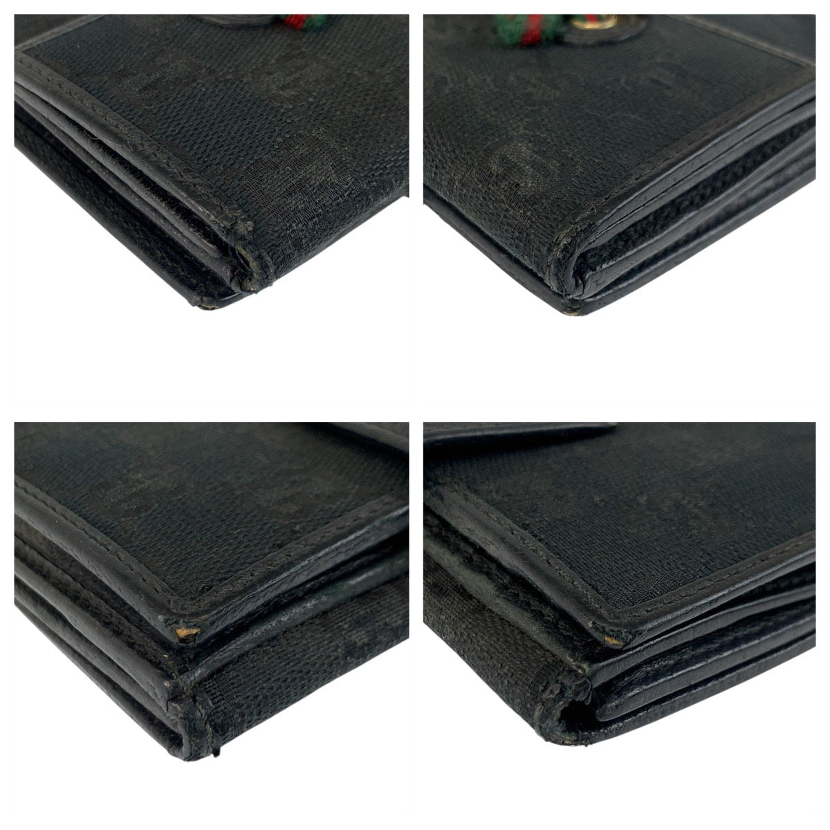 21637
GUCCI グッチ プリンシー ブラック 黒 ゴールド金具 GGキャンバス / レザー 167465 折財布 コンパクトウォレット レディース B6