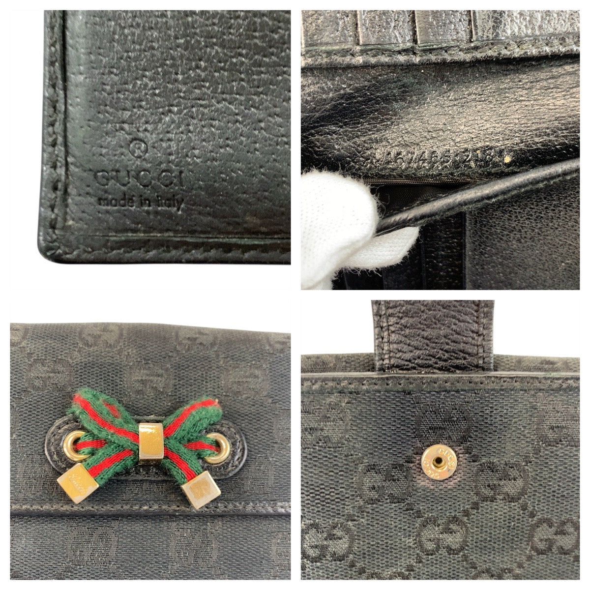 21637
GUCCI グッチ プリンシー ブラック 黒 ゴールド金具 GGキャンバス / レザー 167465 折財布 コンパクトウォレット レディース B6