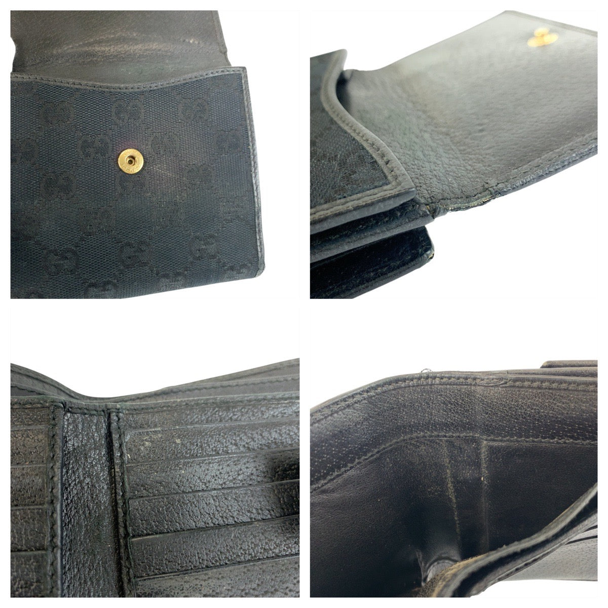 21637
GUCCI グッチ プリンシー ブラック 黒 ゴールド金具 GGキャンバス / レザー 167465 折財布 コンパクトウォレット レディース B6