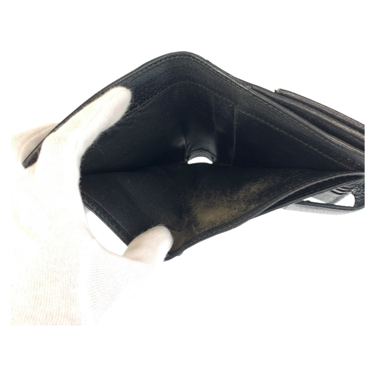 21637
GUCCI グッチ プリンシー ブラック 黒 ゴールド金具 GGキャンバス / レザー 167465 折財布 コンパクトウォレット レディース B6