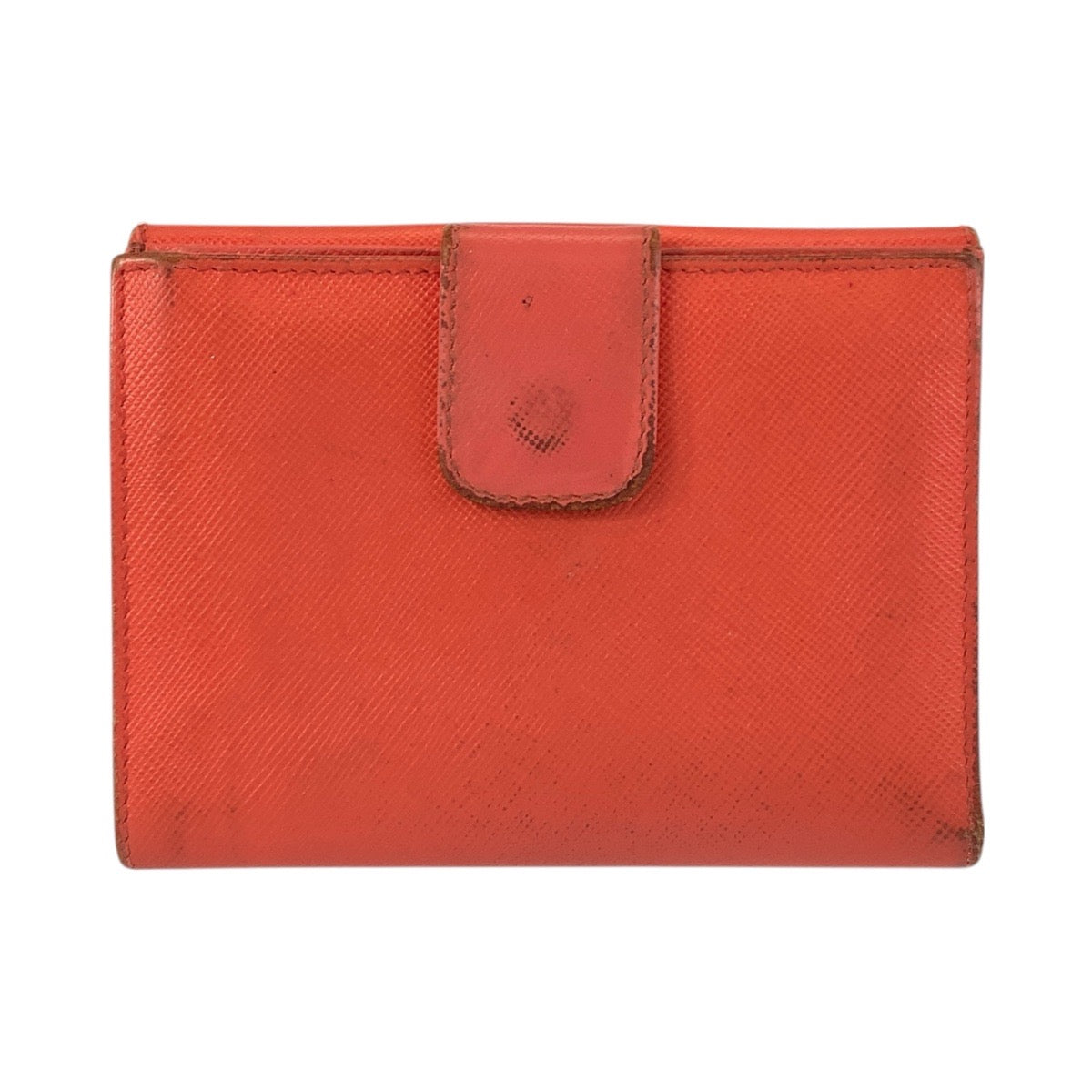 21640
PRADA プラダ ロゴ オレンジ ゴールド金具 レザー 折財布 コンパクトウォレット レディース B6