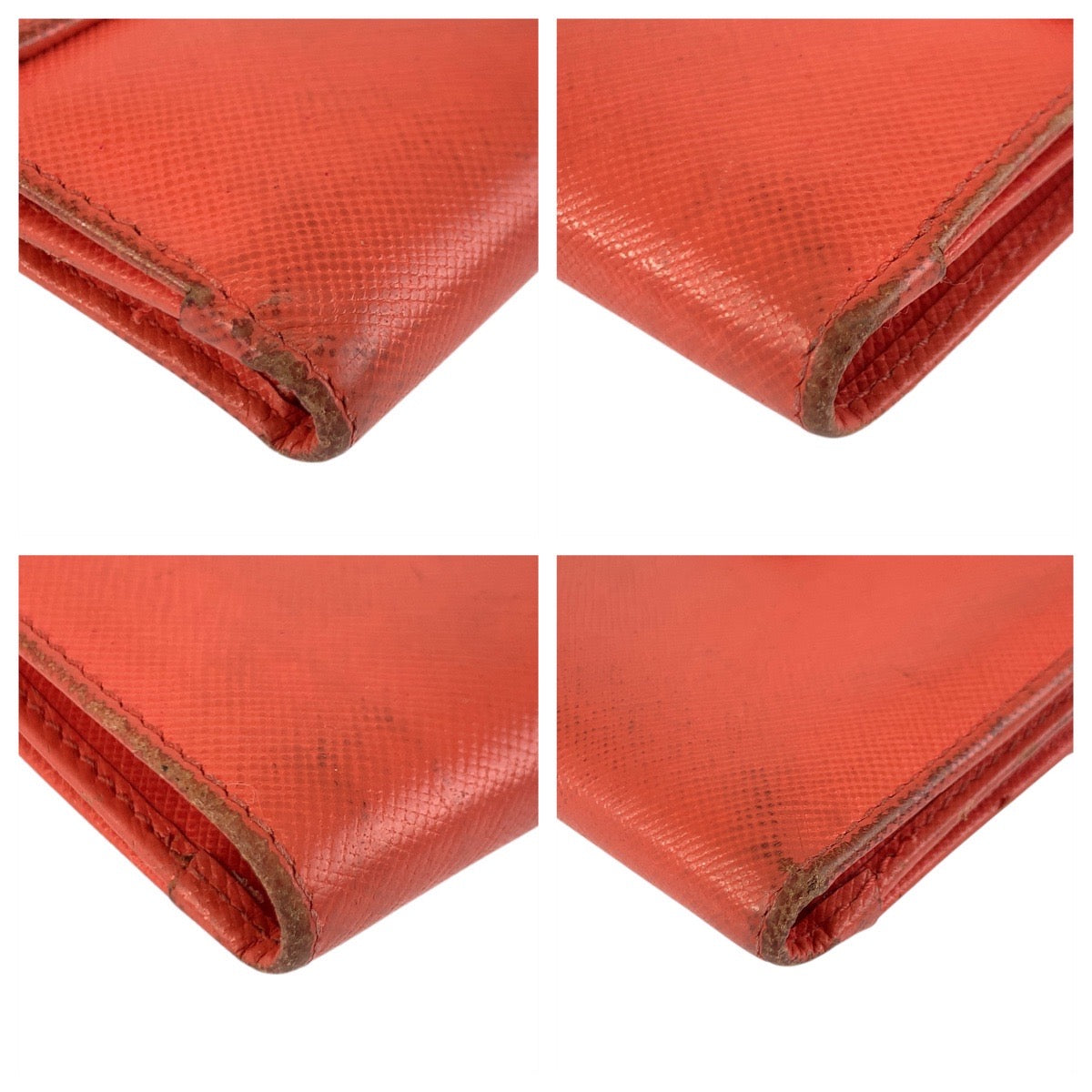 21640
PRADA プラダ ロゴ オレンジ ゴールド金具 レザー 折財布 コンパクトウォレット レディース B6