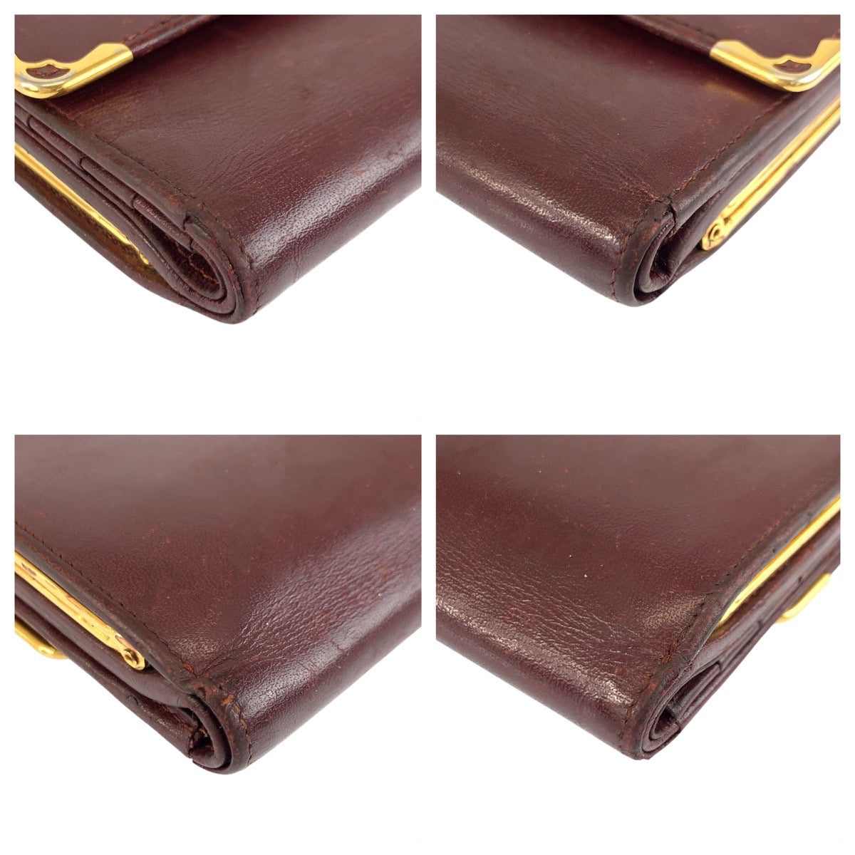 21643
CARTIER カルティエ マストライン ワインレッド ゴールド金具 レザー 折財布 コンパクトウォレット レディース AB8