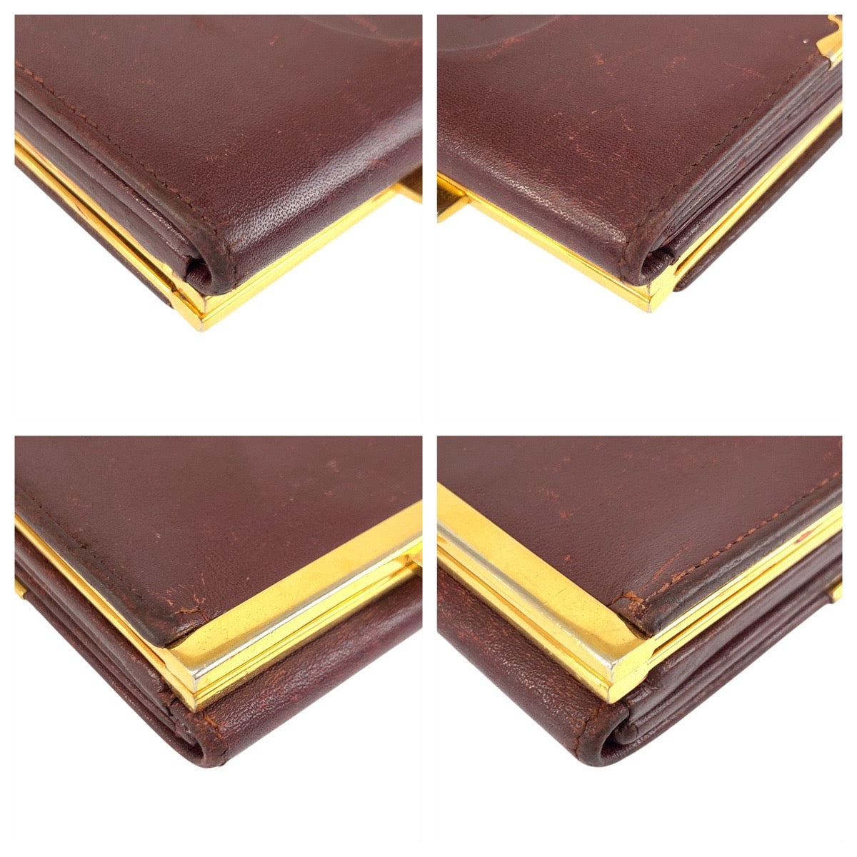 21643
CARTIER カルティエ マストライン ワインレッド ゴールド金具 レザー 折財布 コンパクトウォレット レディース AB8