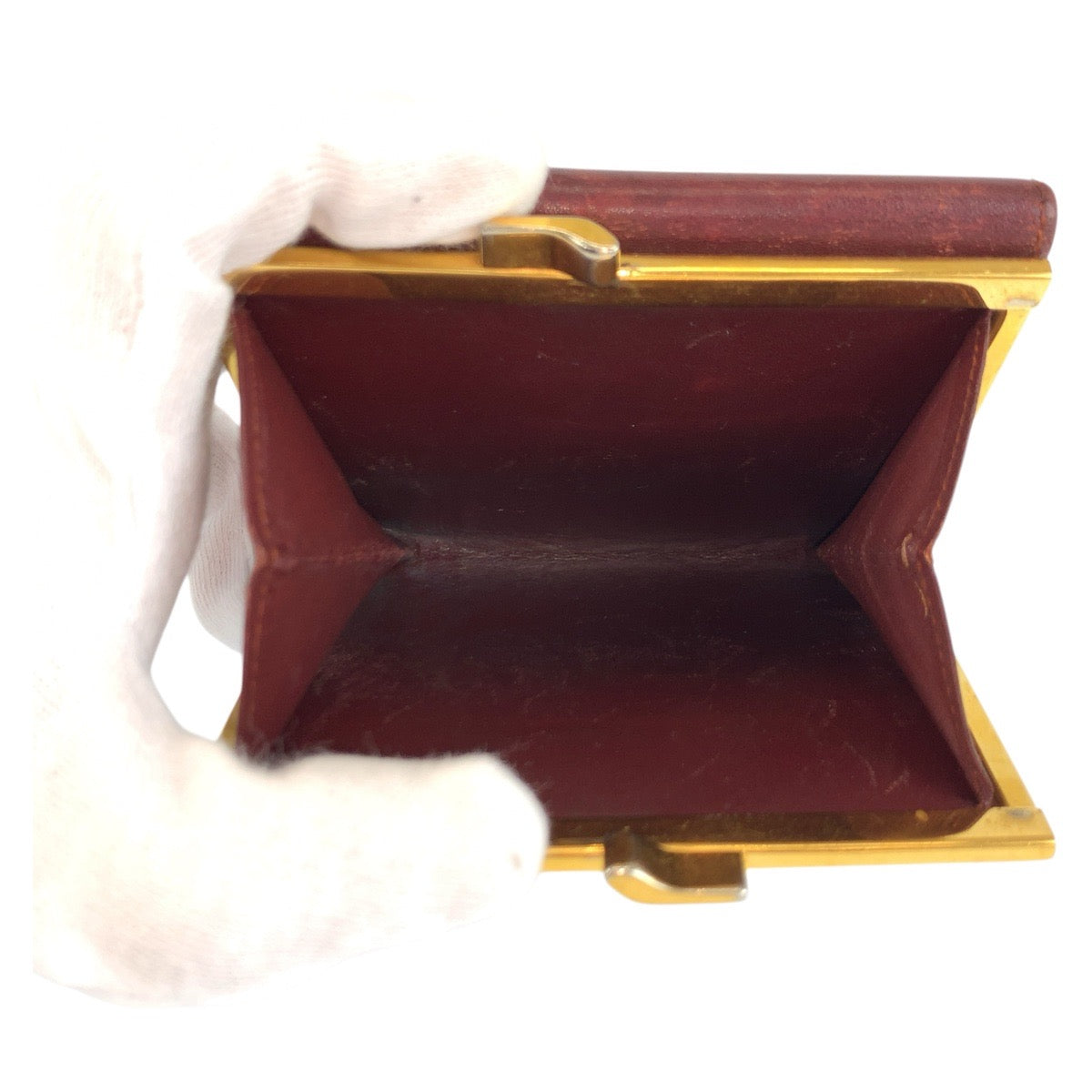 21643
CARTIER カルティエ マストライン ワインレッド ゴールド金具 レザー 折財布 コンパクトウォレット レディース AB8