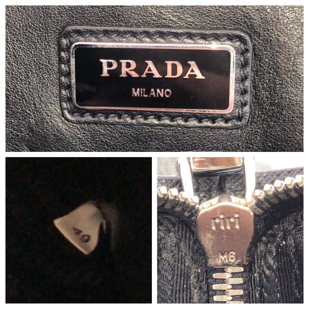 21647
PRADA プラダ サフィアーノ L字ファスナー ブラック グレー シルバー金具 レザー クラッチバッグ セカンドバッグ メンズ A50
