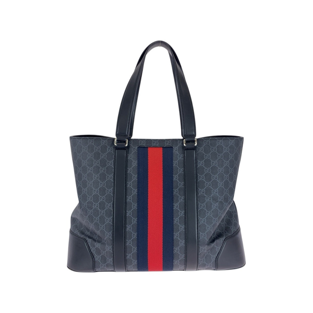 21651
GUCCI グッチ シェリーライン ブラック 黒 レッド ネイビー GGスプリームキャンバス 495560 トートバッグ ショルダーバッグ メンズ ABP70