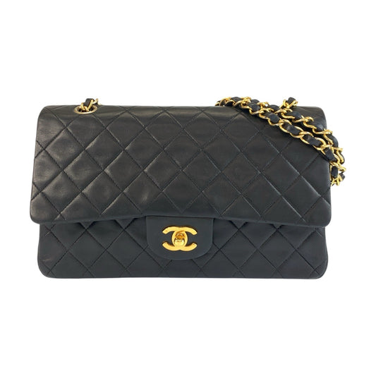 21654
CHANEL シャネル ヴィンテージ マトラッセ ダブルフラップ ココマーク ブラック 黒 ゴールド金具 レザー チェーンショルダーバッグ レディース ABP480