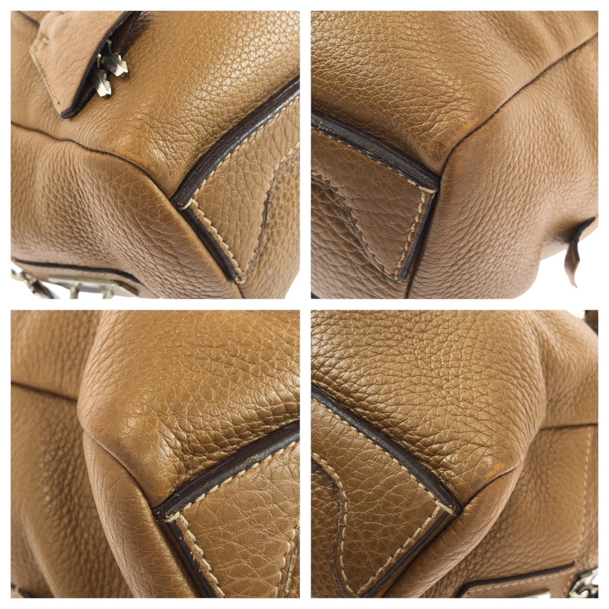 21655
PRADA Brown Silver Hardware Leather Shoulder Bag Tote Bag Mini Boston Bag Ladies ABP45