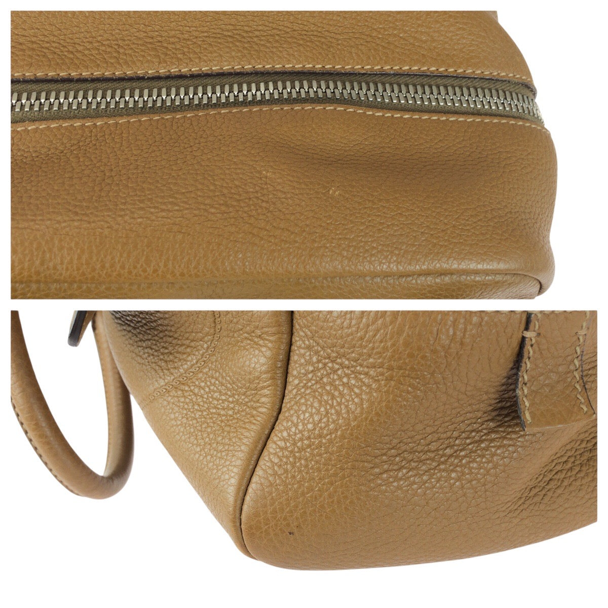 21655
PRADA Brown Silver Hardware Leather Shoulder Bag Tote Bag Mini Boston Bag Ladies ABP45