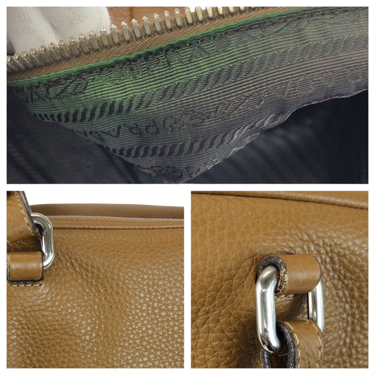 21655
PRADA Brown Silver Hardware Leather Shoulder Bag Tote Bag Mini Boston Bag Ladies ABP45