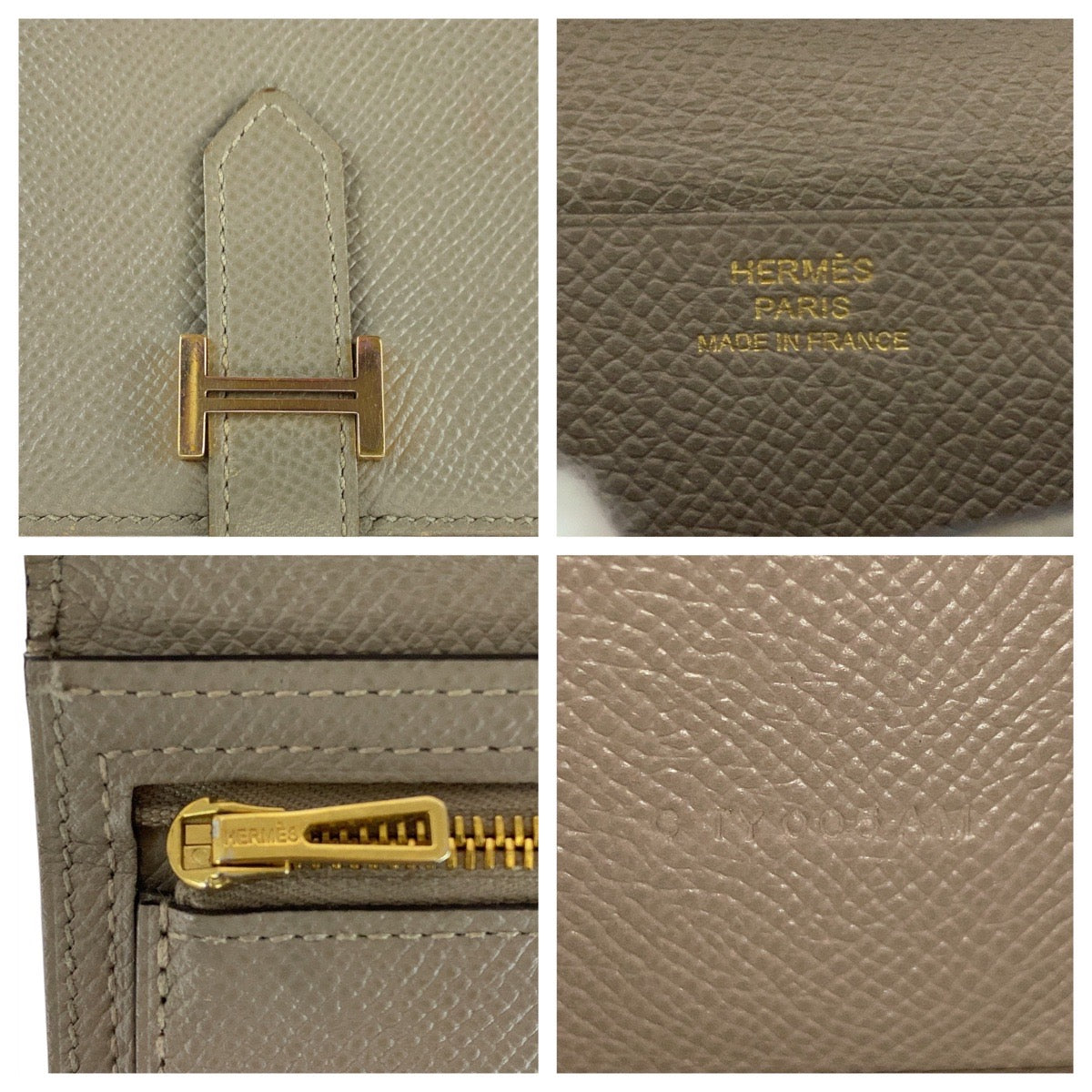 21656
HERMES エルメス ベアンスフレ エトゥープ グレー グレージュ ヴォーエプソン 長財布 ロングウォレット C刻印 レディース AB42