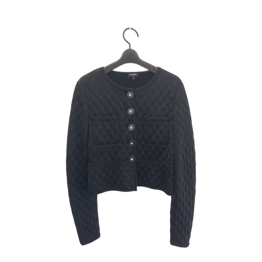 21660
CHANEL シャネル ココマーク サイズ40 ブラック 黒 シルク / ポリエステル P57008K07441 アウター ノーカラー ジャケット レディース SA215