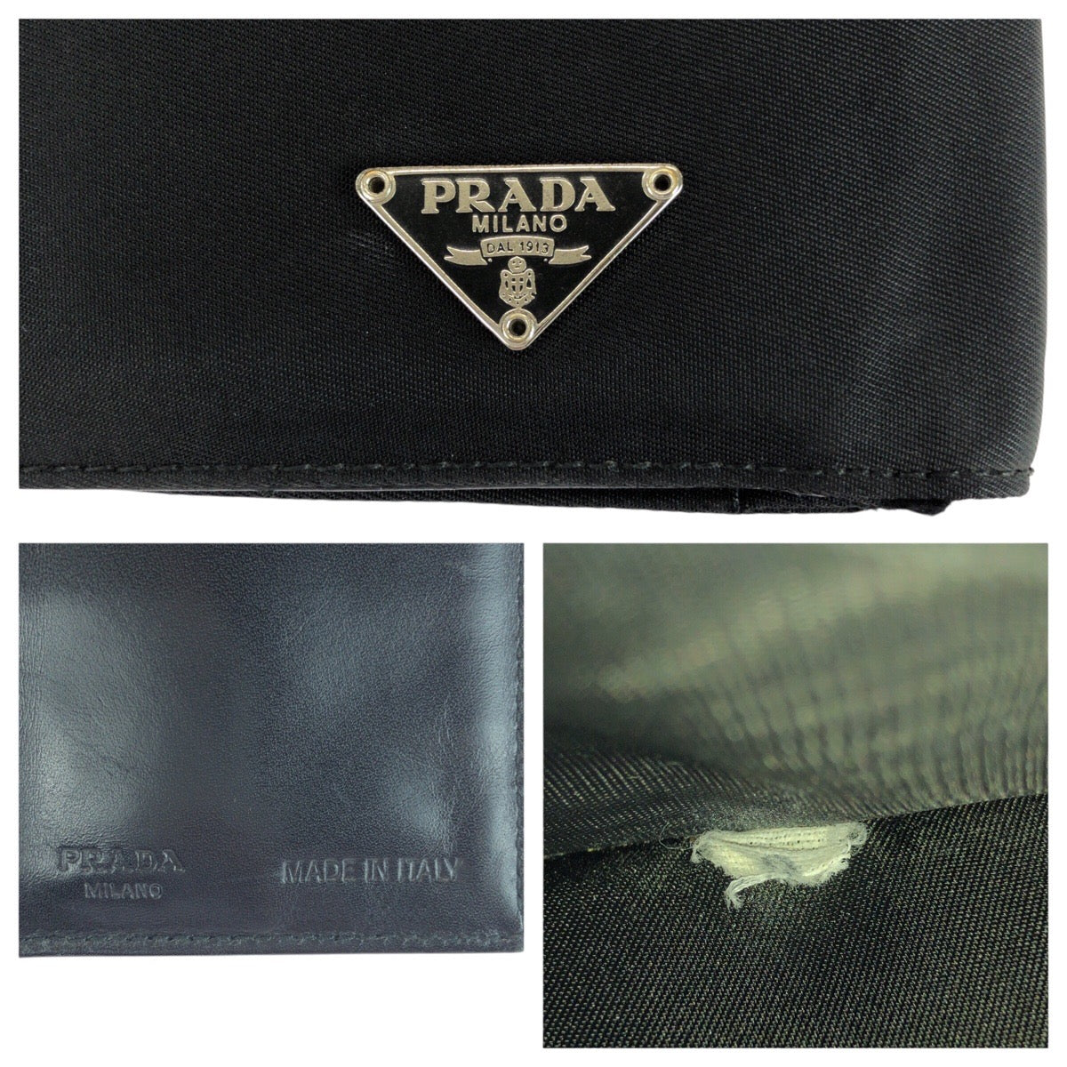 21663
PRADA プラダ テスート 三角ロゴプレート ブラック 黒 シルバー金具 ナイロン / レザー 長財布 ロングウォレット レディース AB