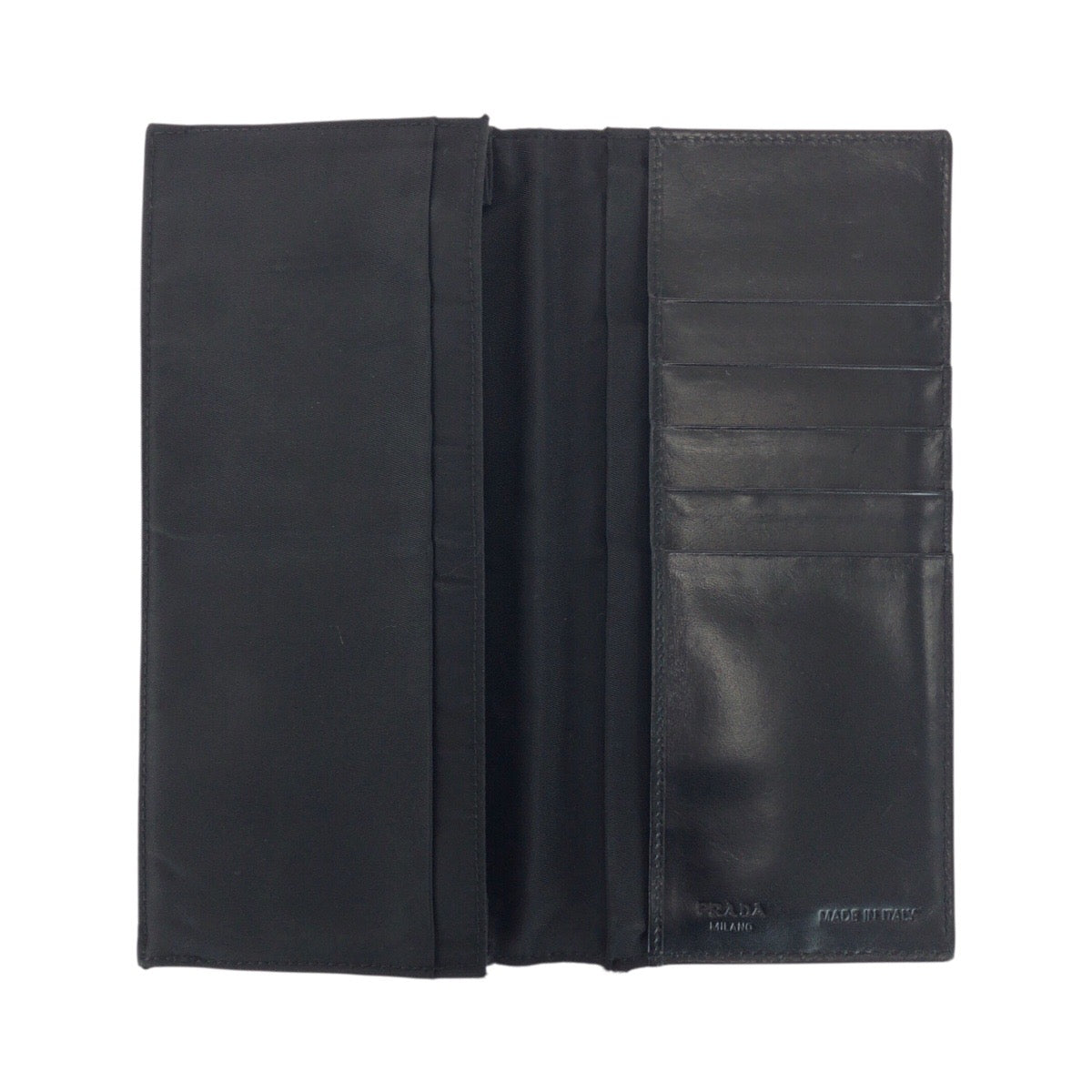 21663
PRADA プラダ テスート 三角ロゴプレート ブラック 黒 シルバー金具 ナイロン / レザー 長財布 ロングウォレット レディース AB