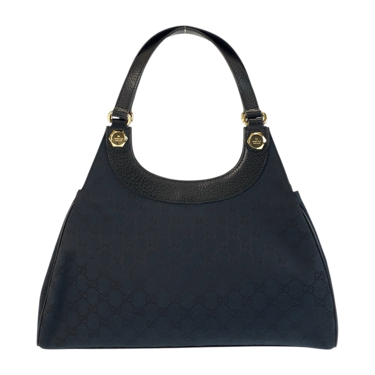 21664
GUCCI グッチ ブラック 黒 ゴールド金具 GGキャンバス / レザー 154981 ショルダーバッグ トートバッグ レディース A