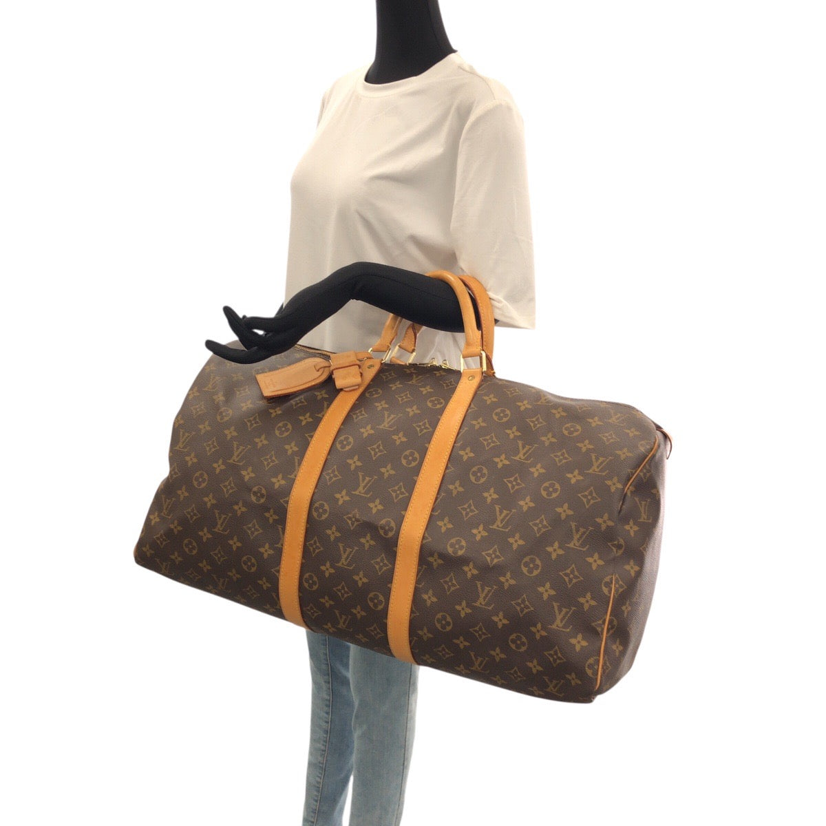 21665
LOUIS VUITTON Monogram Keepall 55 Brown Gold Hardware PVC / Leather M41424 Boston Bag Travel Bag Women's ABP