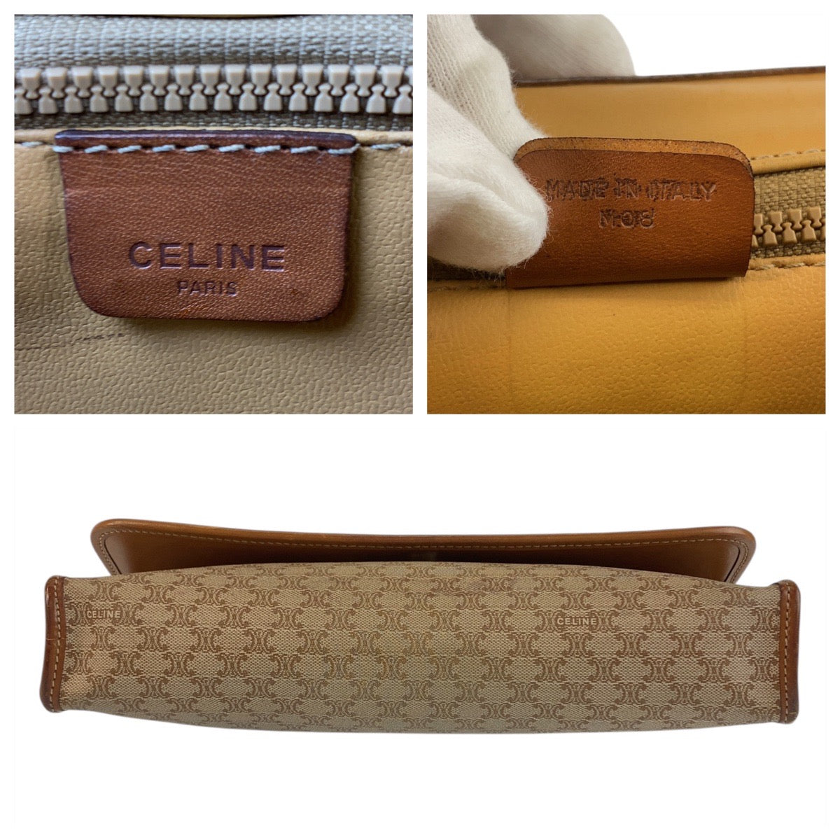 21666
CELINE Macadam Brown Gold Hardware PVC / Leather M08 Clutch Bag Second Bag Women's AB