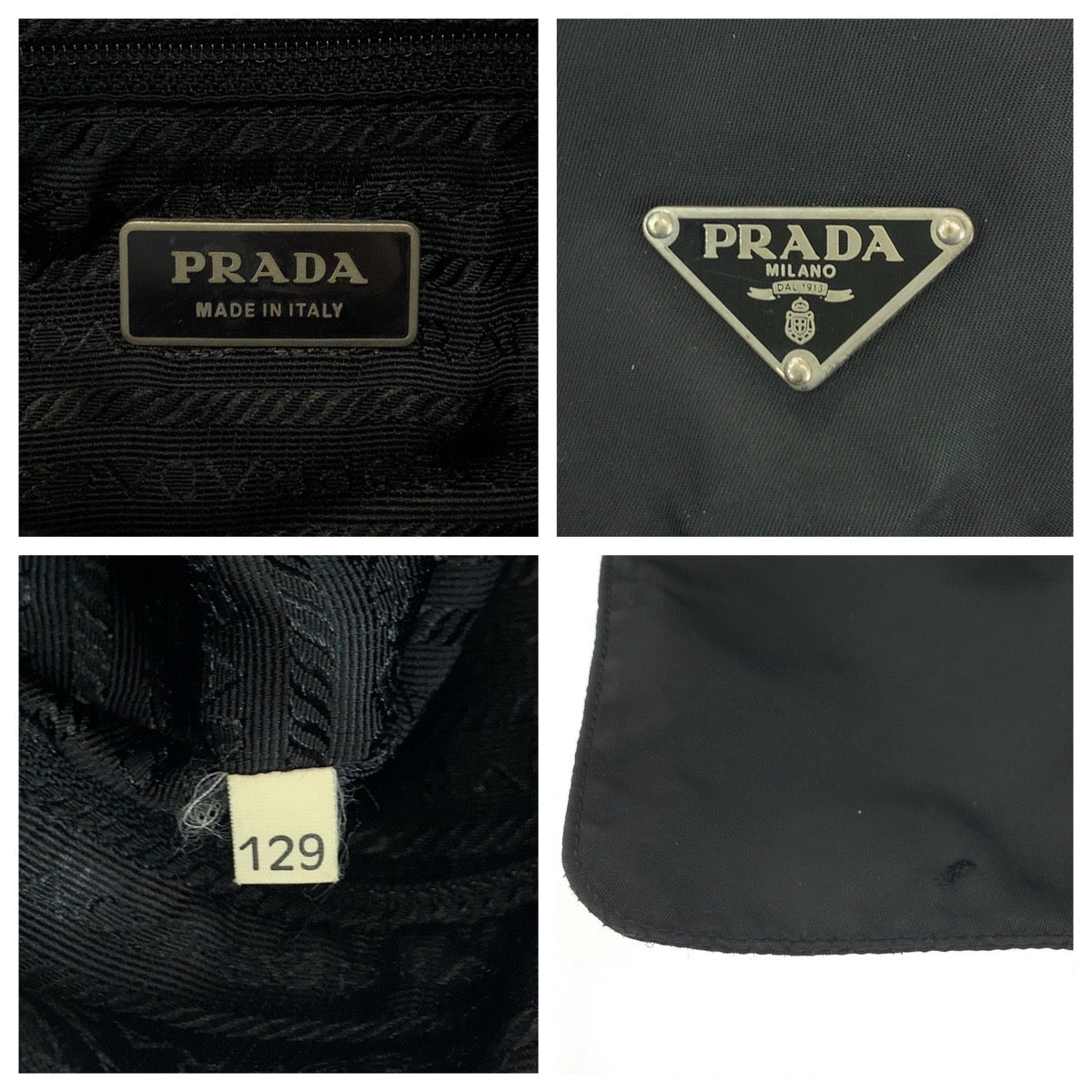 21672
PRADA プラダ テスート 三角ロゴプレート ブラック 黒　シルバー金具 ナイロン ショルダーバッグ ポシェット レディース AB