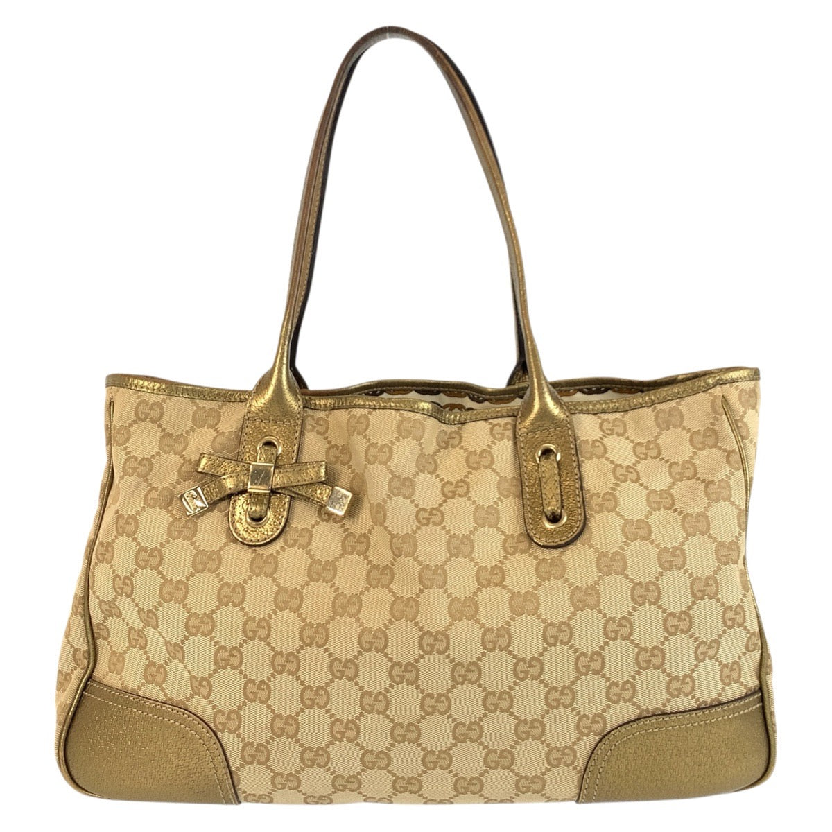 21674
GUCCI Princy Beige Gold GG Canvas / Leather 163805 Tote Bag Shoulder Bag Ladies AB