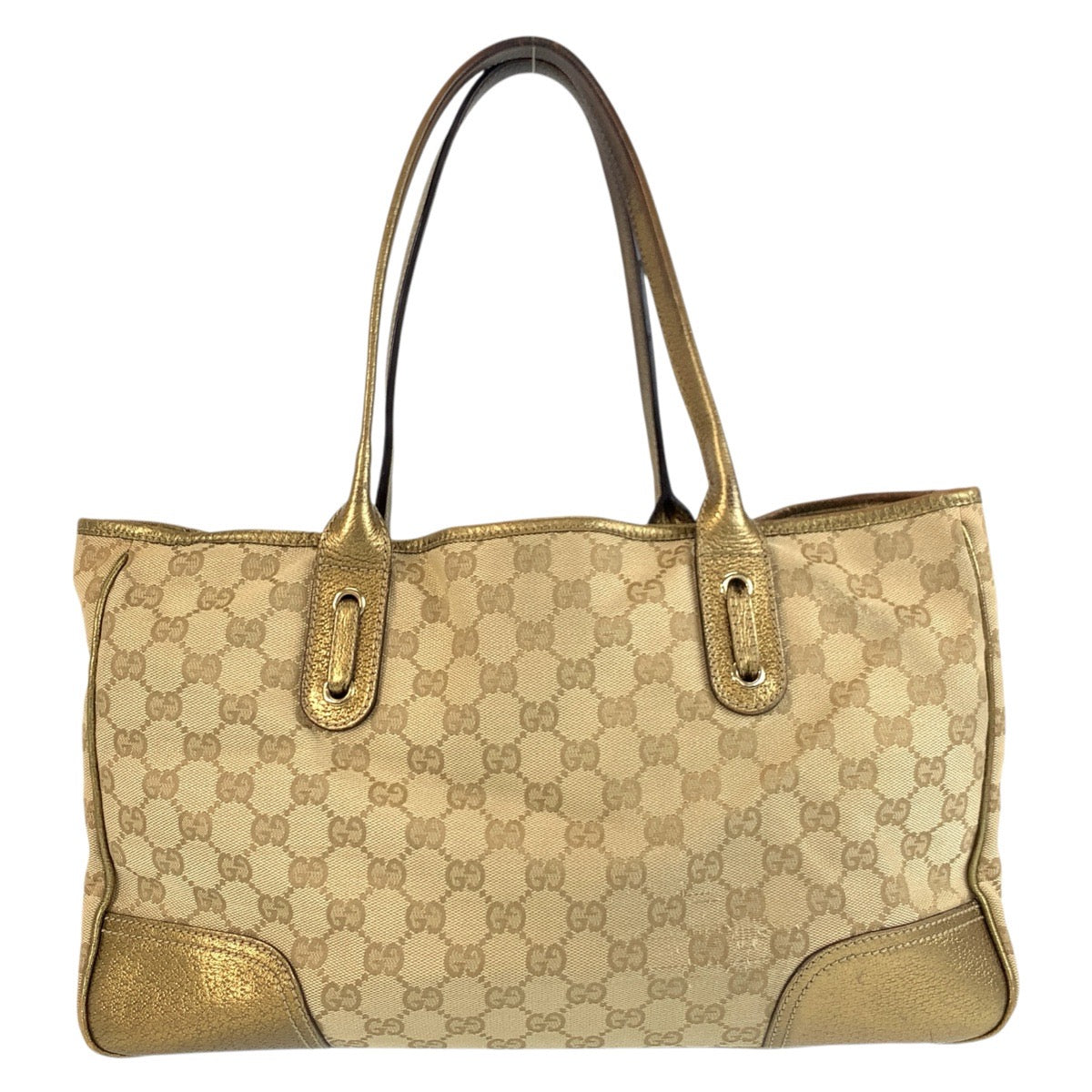 21674
GUCCI Princy Beige Gold GG Canvas / Leather 163805 Tote Bag Shoulder Bag Ladies AB