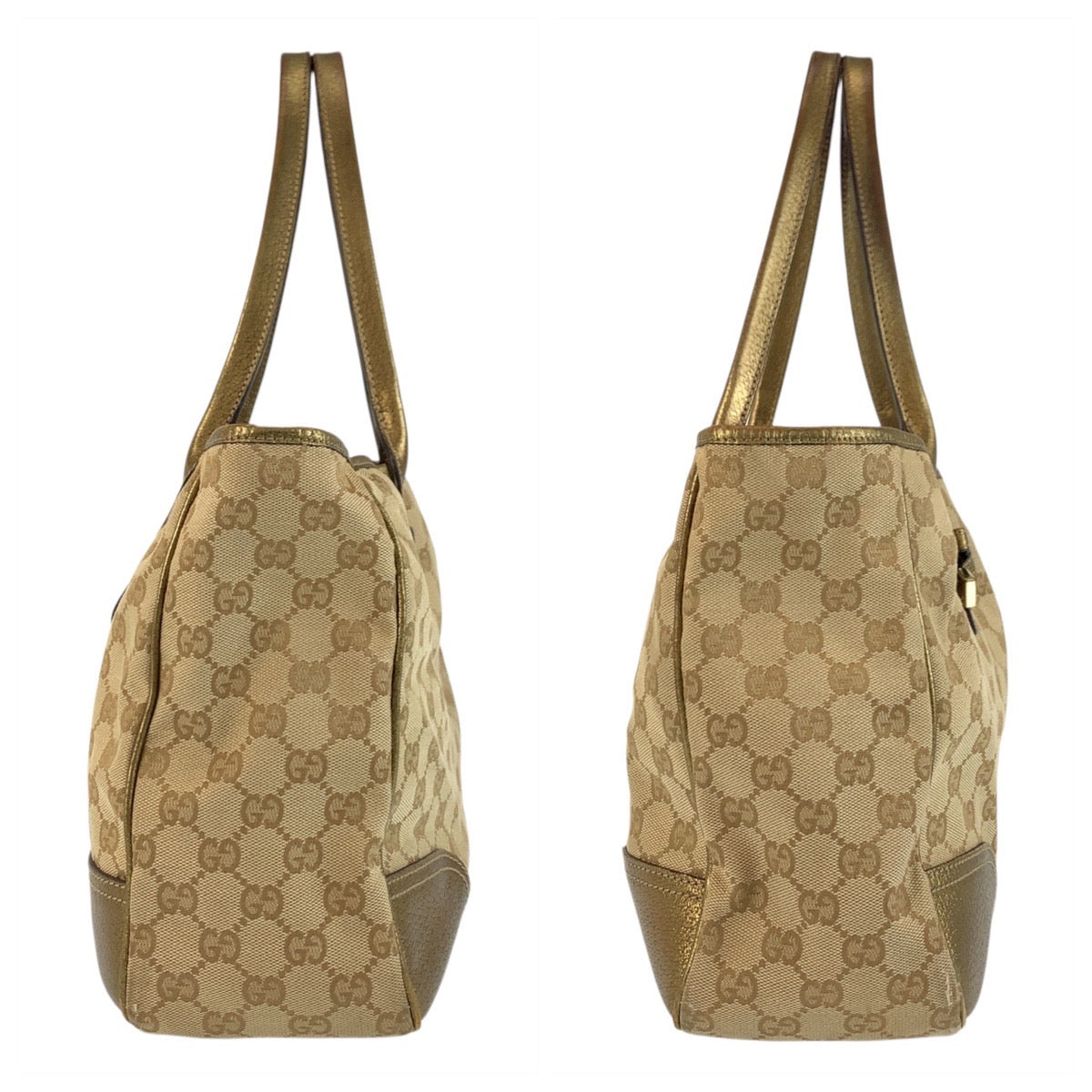 21674
GUCCI Princy Beige Gold GG Canvas / Leather 163805 Tote Bag Shoulder Bag Ladies AB